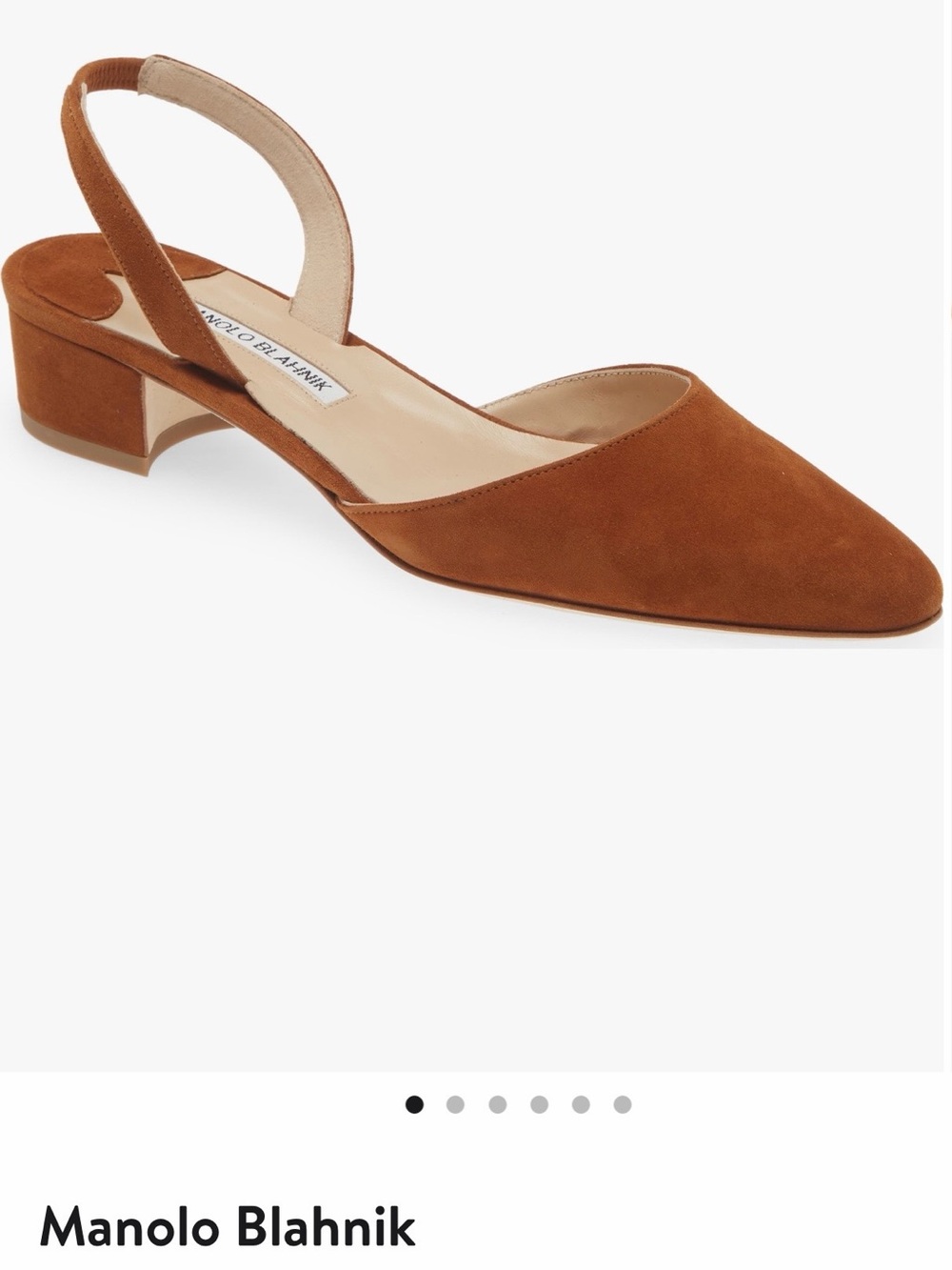 Manolo Blahnik Brown Aspro Block Slingback Suede Pump